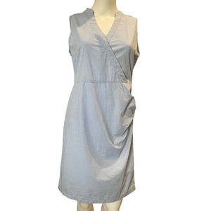 209 WST 38 NY Sleeveless Cotton Dress Side Ruching Blue Size 6